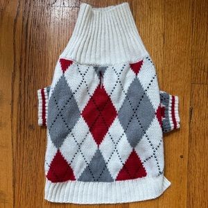 Dog sweater turtleneck plaid. Size M